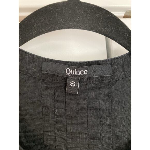 Quince Black European Linen Boho Lagenlook Short Sleeve Swing Dress Pockets S - Picture 4 of 8